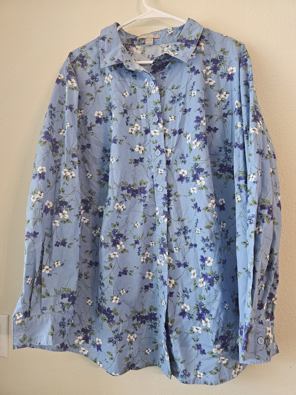 Light Blue Floral Button-Down Shirt